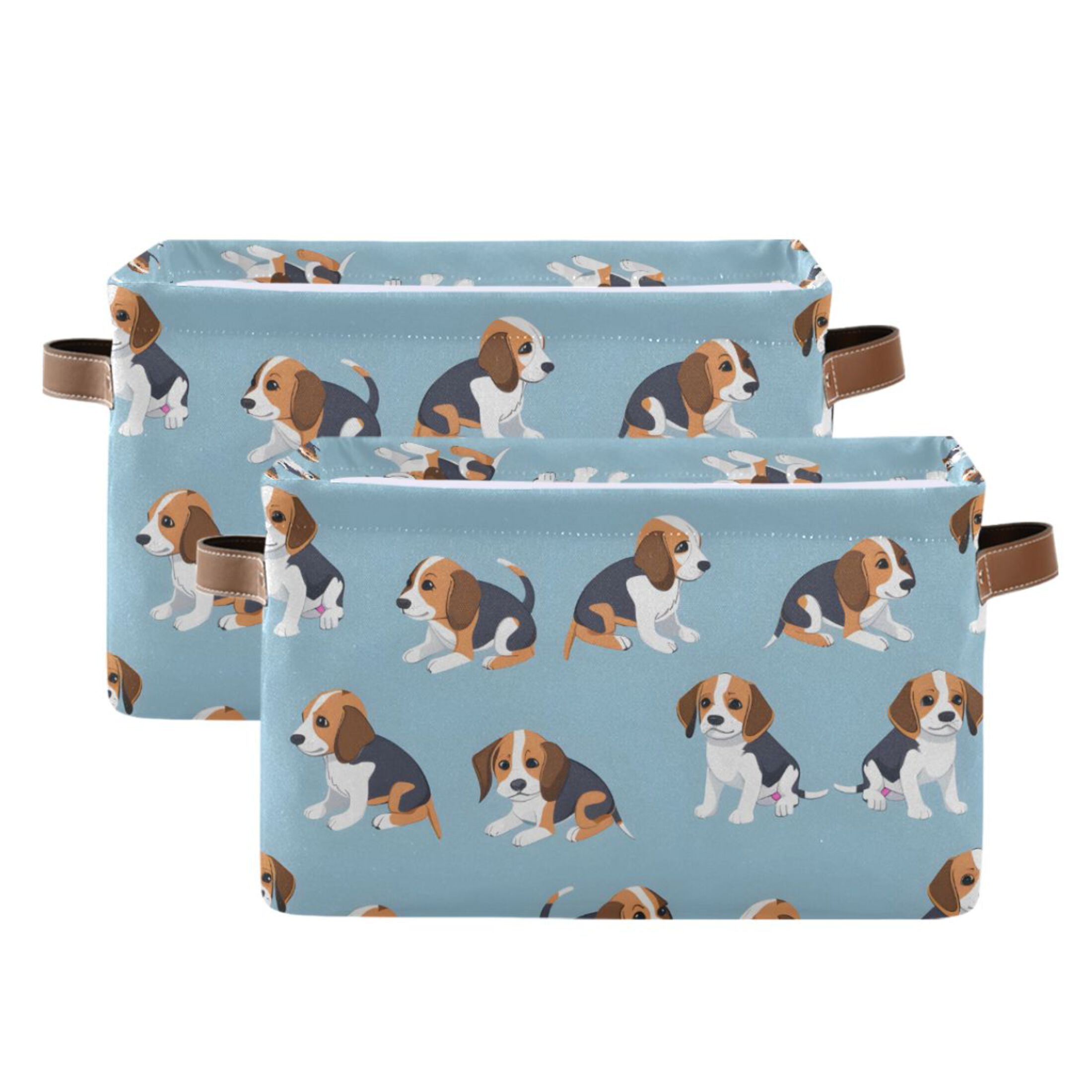 Ryvnso Cute Beagle Dogs Storage Basket Large Bin Foldable Boxes Toys Organizer 14.2x10.2x8.3in 2 PCs