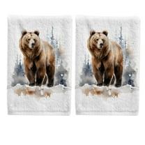 Ryvnso Cute Bear Hand Towels Set for Bathroom Cotton Face Towel Decorative 15.5x29.5 inch