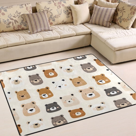 Ryvnso Cute Bears Area Rug Floor Mats Non-Slip Home Carpet 63 x 48 inch