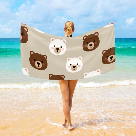Ryvnso Cute Bears Beach Towel Quick Dry Swimming Yoga Beach Towels Large Sand Free Microfiber Towel 31"W x 71"L