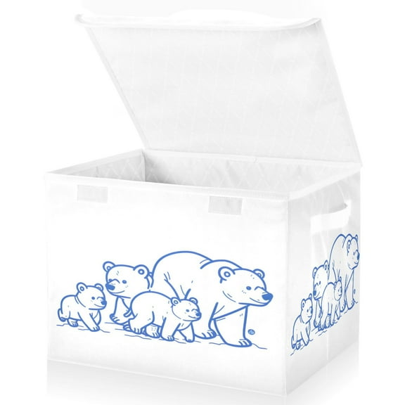 Ryvnso Cute Bears Large Lidded Foldable Storage Baskets Cubes Boxes Lids Bin for Home