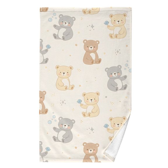 Ryvnso Cute Bears Pattern Cotton Hand Towel Absorbent Face Bath Towels for Beach Pool Sports
