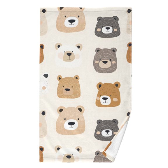 Ryvnso Cute Bears Pattern Cotton Hand Towel Absorbent Face Bath Towels for Beach Pool Sports
