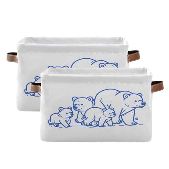 Ryvnso Cute Bears Storage Basket Large Bin Foldable Boxes Toys Organizer 14.2x10.2x8.3in 2 PCs