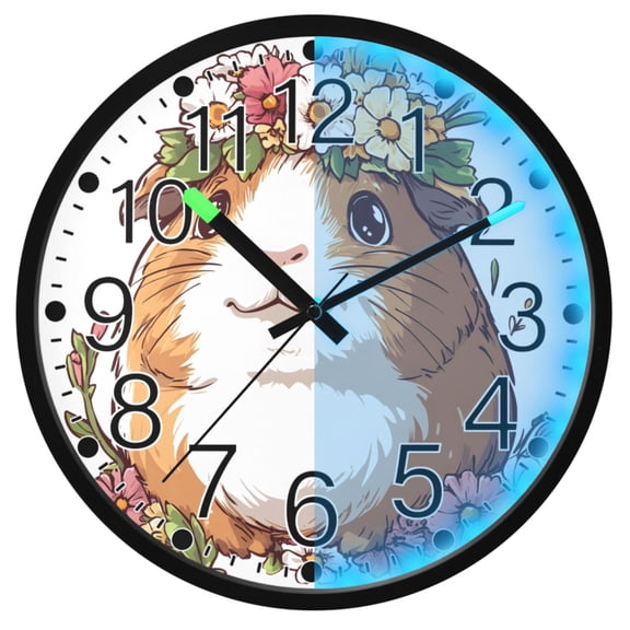 Ryvnso Cute Capybara 12 Inch Night Light Wall Clock Silent Battery Operated Luminous Clocks