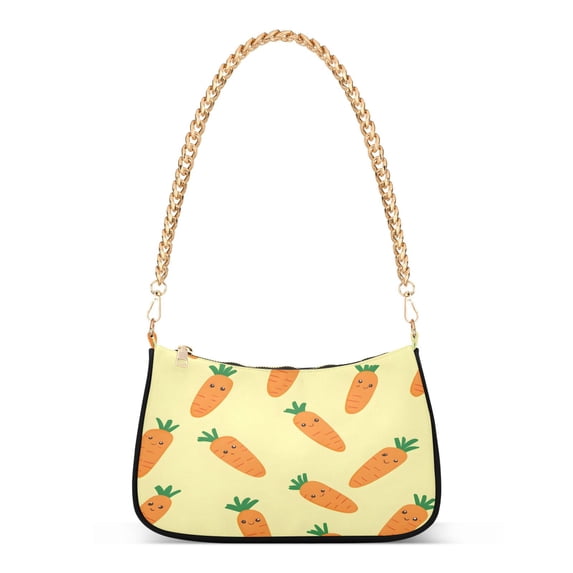 Ryvnso Cute Carrot Womens Chain Shoulder Bag Tote Handbags Clutch Hobo Purse with Zipper for Travel