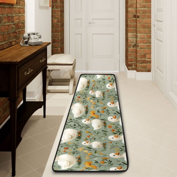 Ryvnso Cute Cartoon Duck Hallway Runner Rugs Floor Carpet Non Slip Entryway Mat 2' x 6'