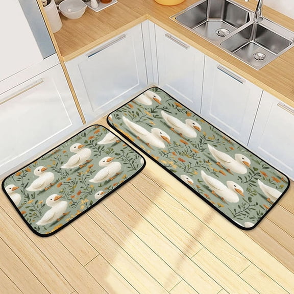 Ryvnso Cute Cartoon Duck Kitchen Rugs Set Non Slip Runner Mats for Dining Room