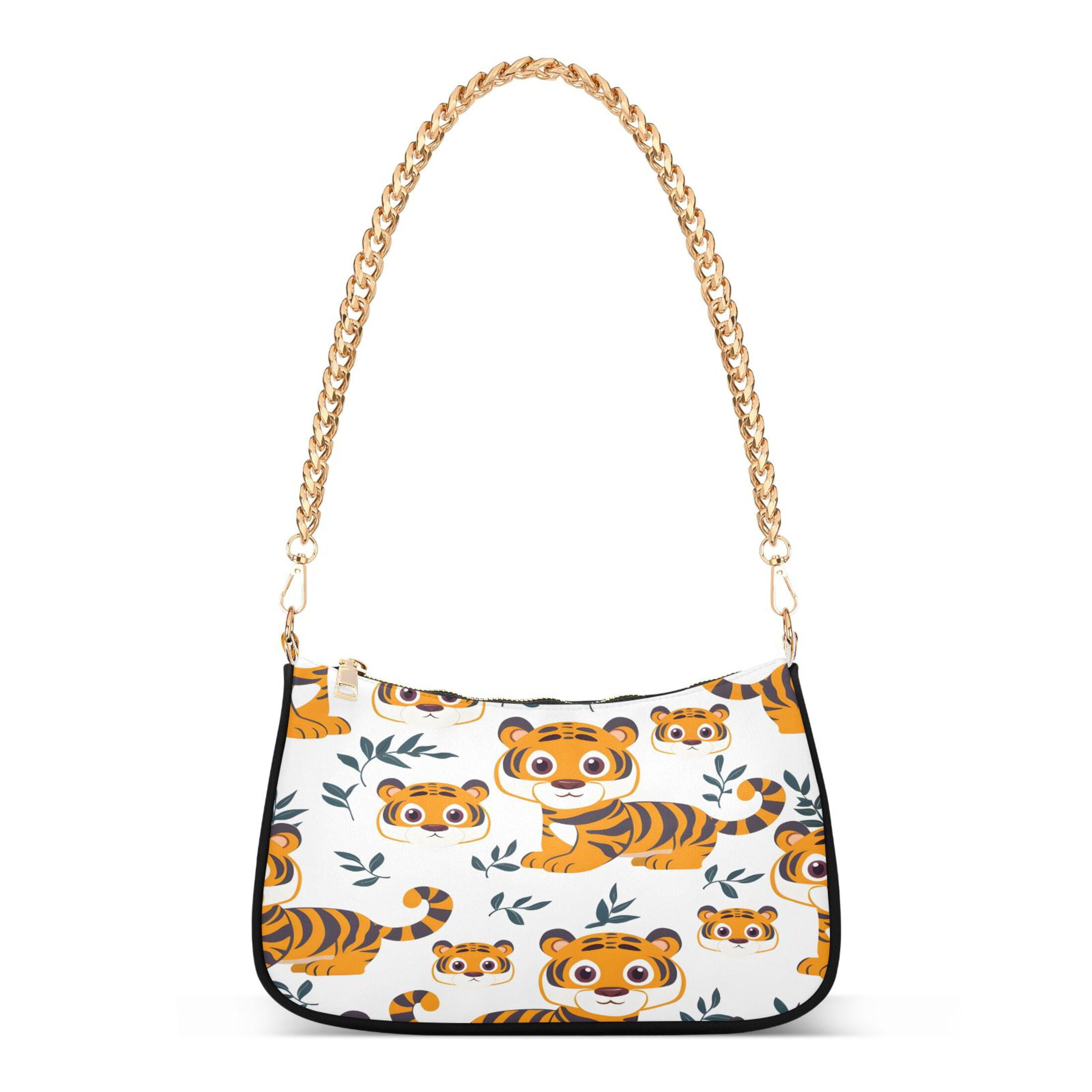 Ryvnso Cute Cartoon Tigers Womens Chain Shoulder Bag Tote