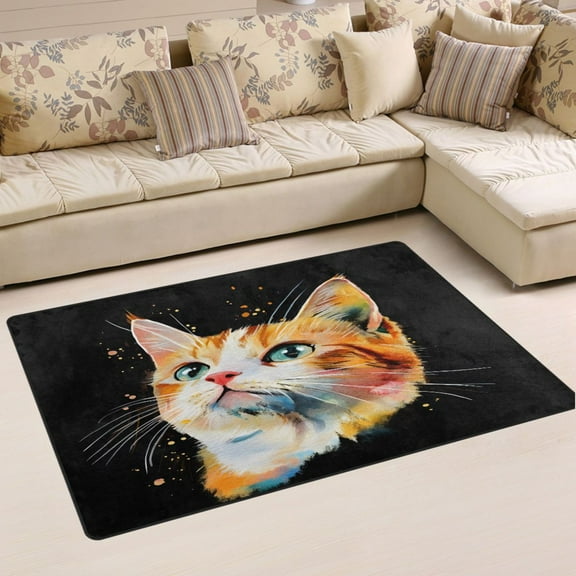 Ryvnso Cute Cat Area Floor Mat Non-Slip Carpet Soft Rugs Doormats 31" x 20"