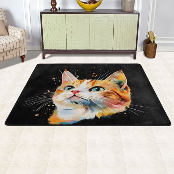 Ryvnso Cute Cat Area Floor Mats Large Nursery Rugs Non-Slip Carpets Doormat 72" x 48"