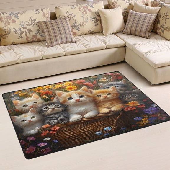 Ryvnso Cute Cats Area Floor Mat Non-Slip Carpet Soft Rugs Doormats 60" x 39"