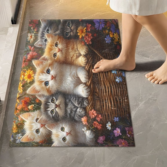 Ryvnso Cute Cats Bathroom Shaggy Rugs Toilet Rectangle Mat Soft Contour Rug 24"x16"