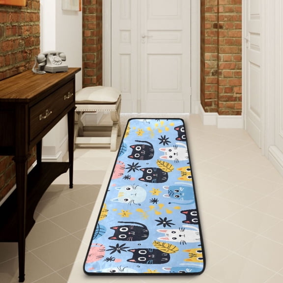 Ryvnso Cute Cats Hallway Runner Rugs Floor Carpet Non Slip Entryway Mat 2' x 6'