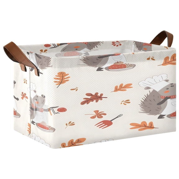 Ryvnso Cute Chef Hedgehogs Storage Bins Large Basket Foldable Cube Toys Organizer with Handles 1 PC