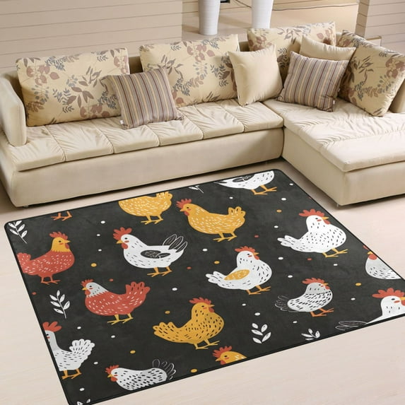 Ryvnso Cute Chicken Area Floor Rugs Soft Non-Slip Large Mats Nursery Carpets 63" x 48"