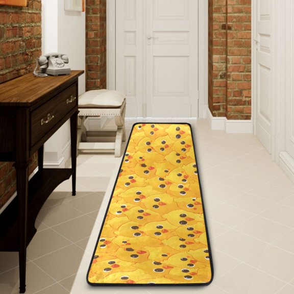 Ryvnso Cute Chickens Yellow Hallway Runner Rugs Floor Carpet Non Slip Entryway Mat 2' x 6'