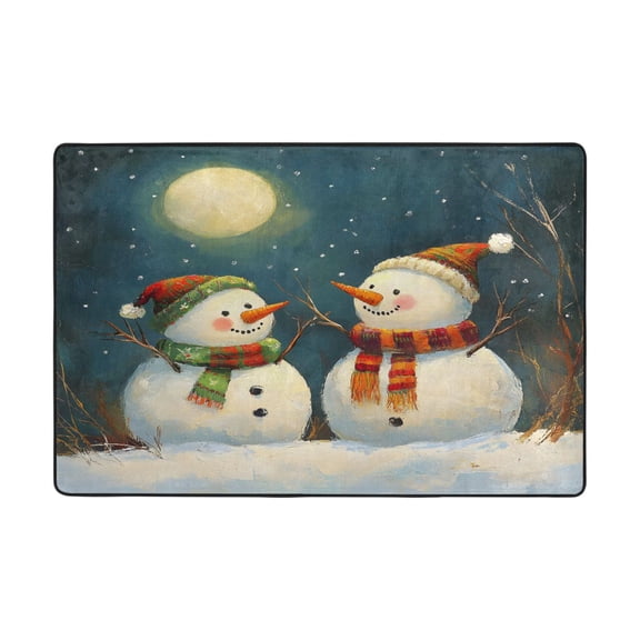 Ryvnso Cute Christmas Snowman in Winter Area Floor Mats Large Nursery Rugs Non-Slip Carpets Doormat 36" x 24"