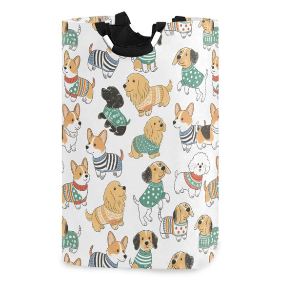 Ryvnso Cute Corgi Golden Dog Pattern Large Storage Basket with Handles Collapsible Organizer Bin Laundry Hamper