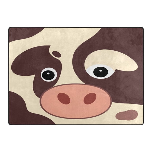Ryvnso Cute Cow Face Area Rug Floor Mats Non-Slip Home Carpet 80 x 58 inch