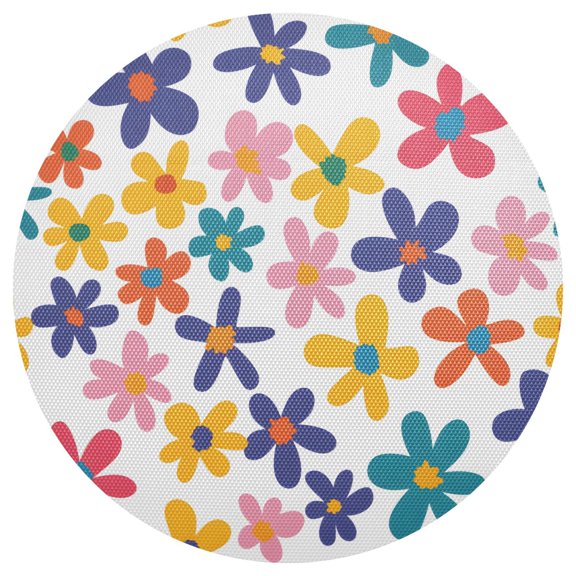 Ryvnso Cute Daisy Flowers Round Plate Mats Dining Table Placemat 1 Piece for Holiday Decoration