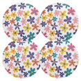 thumbnail image 1 of Ryvnso Cute Daisy Flowers Round Plate Mats Dining Table Placemat Set of 4 for Holiday Decoration, 1 of 7