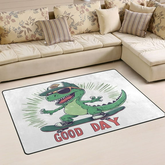 Ryvnso Cute Dinosaur Area Floor Mat Non-Slip Carpet Soft Rugs Doormats 31" x 20"
