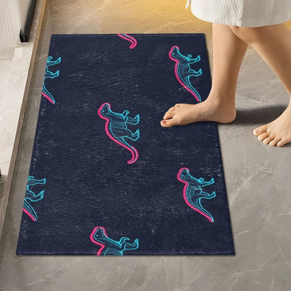 Ryvnso Cute Dinosaur Bathroom Shaggy Rugs Toilet Rectangle Mat Soft Contour Rug 24"x16"