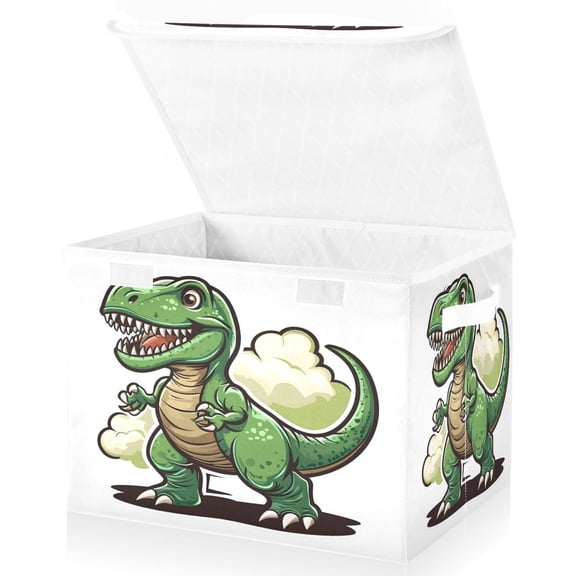 Ryvnso Cute Dinosaur Large Lidded Foldable Storage Baskets Cubes Boxes Lids Bin for Home