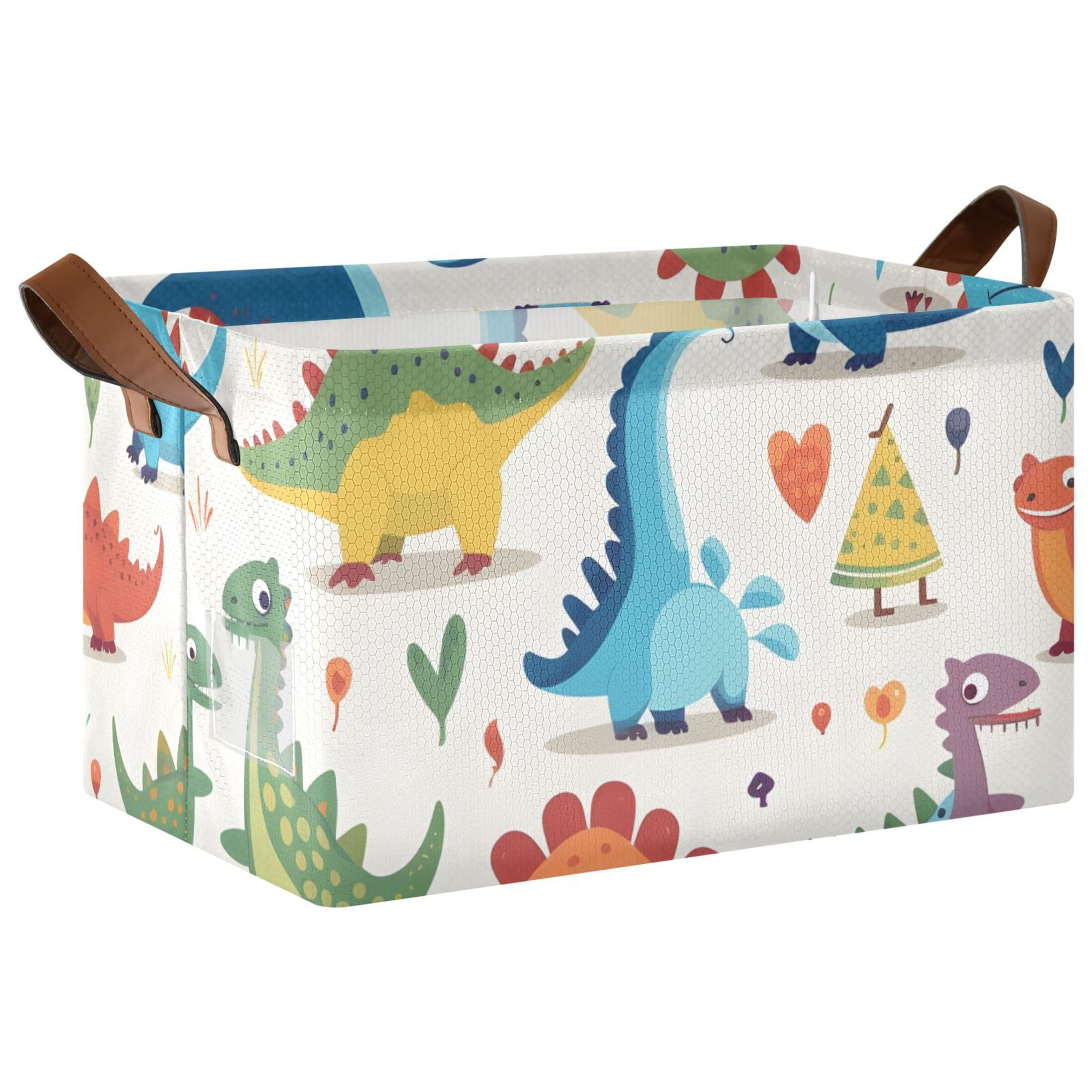 ABC Dinosaurs Collapsible Storage Bin - 15x11x9.5", Rectangle Canvas Basket With Handle