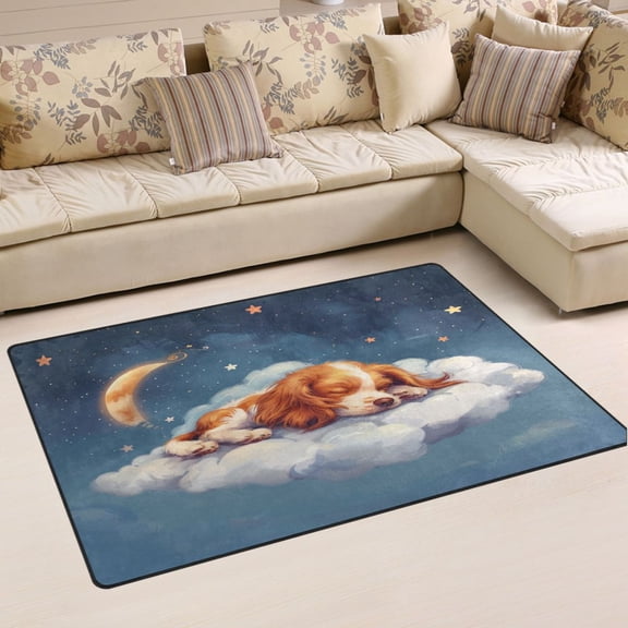 Ryvnso Cute Dog Sleeping in Magic Cloud Area Floor Mat Non-Slip Carpet Soft Rugs Doormats 31" x 20"