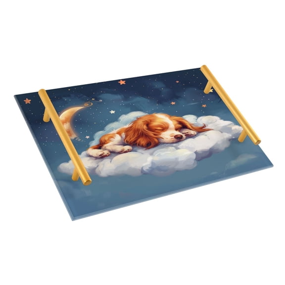 Ryvnso Cute Dog Sleeping in Magic Cloud Bathroom Tray Vanity Countertop Trays Acrylic Organizer