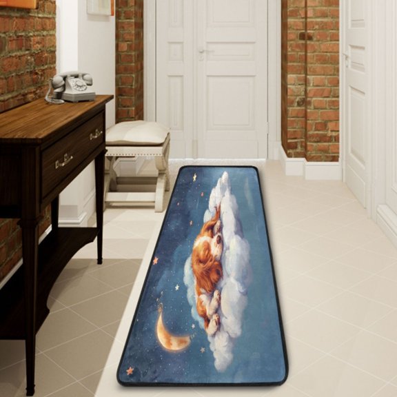 Ryvnso Cute Dog Sleeping in Magic Cloud Hallway Runner Rugs Floor Carpet Non Slip Entryway Mat 2' x 6'