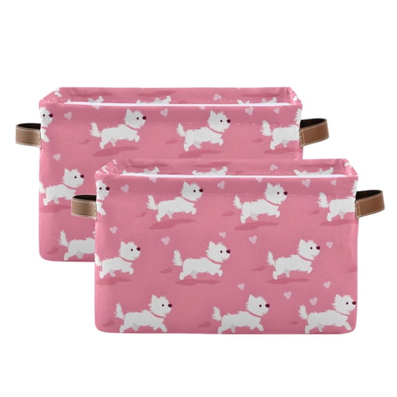 Ryvnso Cute Dogs Storage Basket Large Bin Foldable Boxes Toys Organizer 14.2x10.2x8.3in 2 PCs