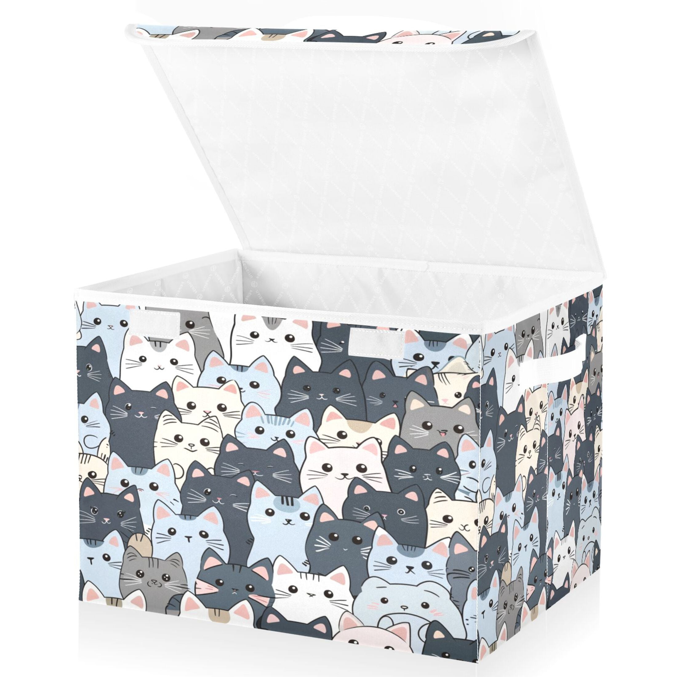 Ryvnso Cute Doodle Cats Large Lidded Foldable Storage Baskets Cubes Boxes Lids Bin for Home
