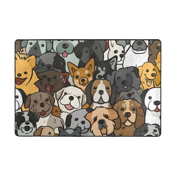 Ryvnso Cute Doodle Dog Corgi Area Floor Mats Large Nursery Rugs Non-Slip Carpets Doormat 36" x 24"