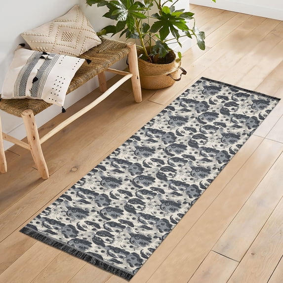 Ryvnso Cute Doodle Dogs-a1 Bedroom Runner Rug 2'x6' Hallway Area Carpet Non Slip Entryway Mat with Tassels