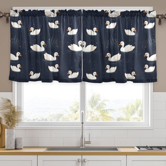 Ryvnso Cute Duck Curtains Sets Short Curtain Rod Pocket Half Window Cafe Farmhouse Tier 2 Panels 57"W x 24"L