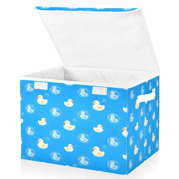Ryvnso Cute Duck Large Lidded Foldable Storage Baskets Cubes Boxes Lids Bin for Home