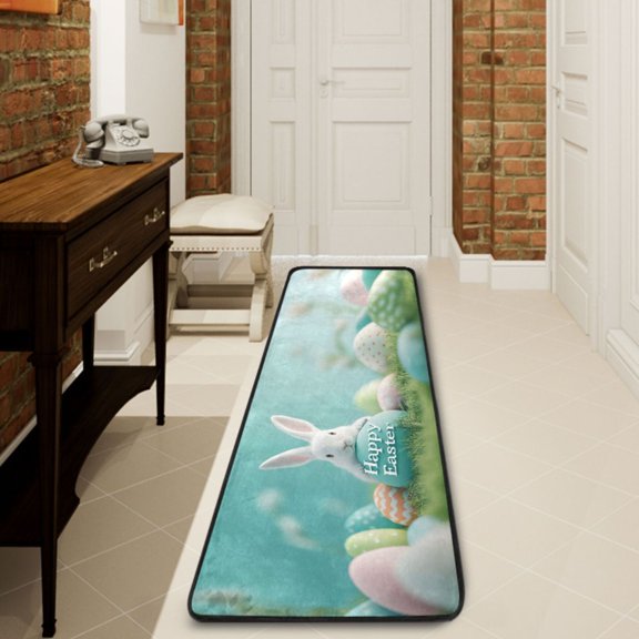 Ryvnso Cute Easter Rabbit Hallway Runner Rugs Floor Carpet Non Slip Entryway Mat 2' x 6'