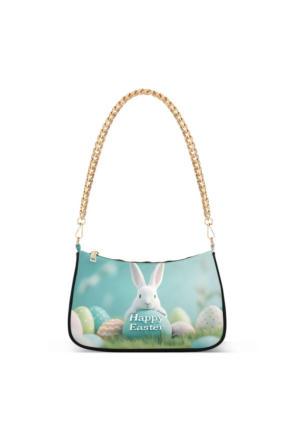 Cute Easter Rabbit Womens Chain Shoulder Bag Tote Handbags Clutch Hobo Purse with Zipper for Travel