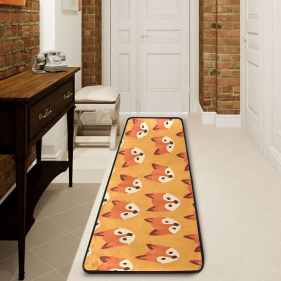 Ryvnso Cute Fox Hallway Runner Rugs Floor Carpet Non Slip Entryway Mat 2' x 6'