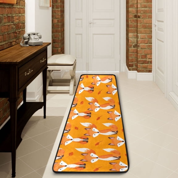 Ryvnso Cute Fox Hallway Runner Rugs Floor Carpet Non Slip Entryway Mat 2' x 6'
