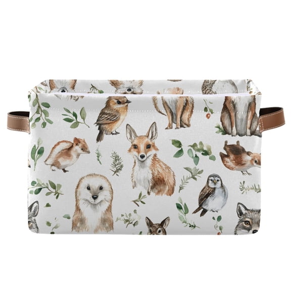 Ryvnso Cute Fox Owls Storage Basket Large Bin Foldable Boxes Toys Organizer 14.2x10.2x8.3in 1 PC