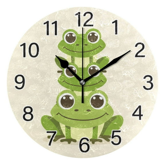 Ryvnso Cute Frogs Wall Clock Non Ticking Silent Kitchen Clock Battery Operated Clocks 10 inch