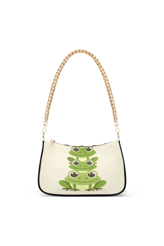 Cute Frogs Womens Chain Shoulder Bag Tote Handbags Clutch Hobo Purse with Zipper for Travel