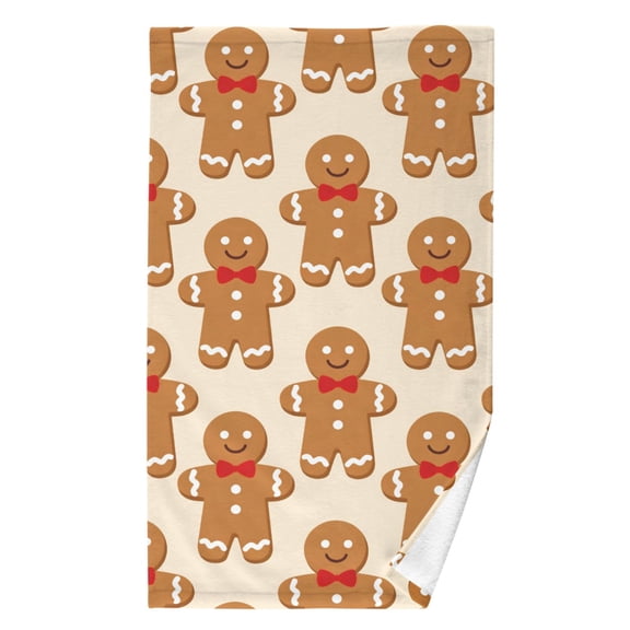 Ryvnso Cute Gingerbread Man Pattern Cotton Hand Towel Absorbent Face Bath Towels for Beach Pool Sports