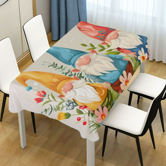 Ryvnso Cute Gnomes with Plants Rectangle Table Cloth Tablecover Dinning Tablecloth 54"x54"