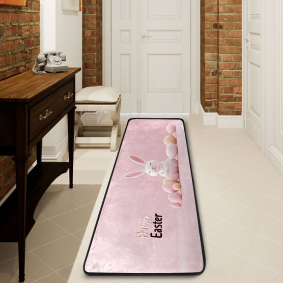 Ryvnso Cute Happy Easter Rabbit Hallway Runner Rugs Floor Carpet Non Slip Entryway Mat 2' x 6'