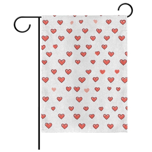 Ryvnso Cute Hearts Pattern Garden Flag 12x18 Inch Double Sided Seasonal Yard Decoration